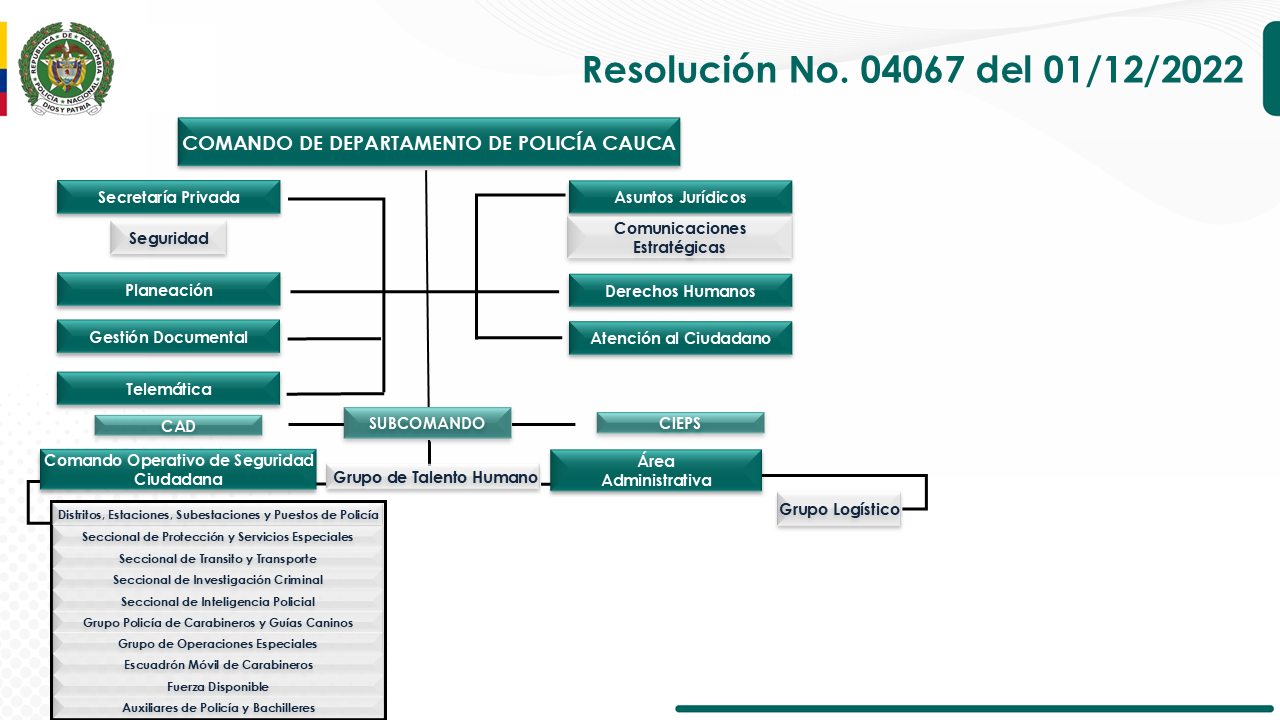 Organigrama Departamento de Polic&iacute;a Cauca