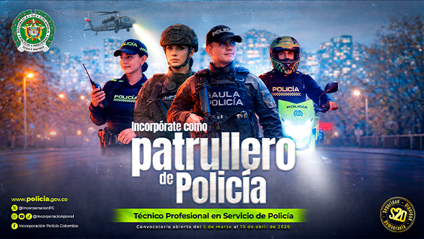 Incorp&oacute;rate como patrullero de pol&iacute;cia