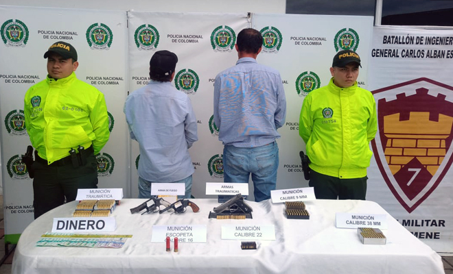 Capturados por delito de fabricación, tráfico y porte de armas de fuego, municiones, explosivos y accesorios