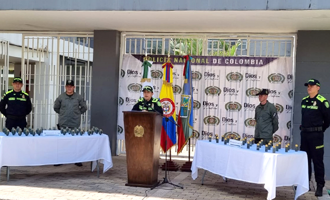 El material de guerra se encontraba envuelto en unas mallas metálicas al interior de dos cajas de cartón en una empresa de mensajería de la capital del departamento del Meta.