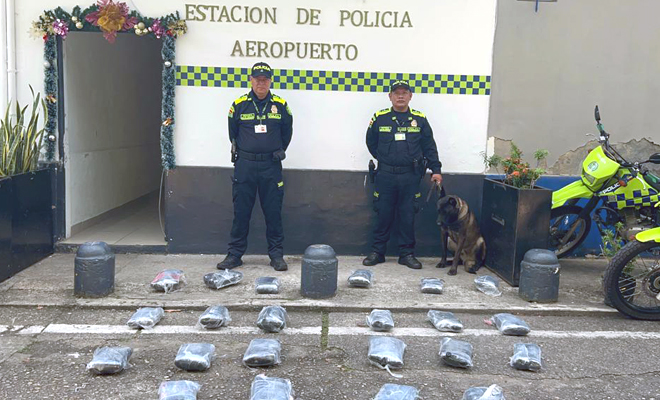 Los permanentemente controles de la Policía Nacional en esta terminal aérea, hicieron posible el hallazgo de 24 kilos de marihuana que pretendían enviar al corregimiento de San Felipe - Guainía. 