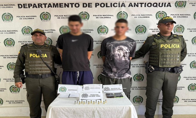 Alias “Falcao” y “Santa” serían responsables de homicidios selectivos, extorsiones y tráfico de armas en el norte del departamento, evitando un nuevo acto violento tras su captura.