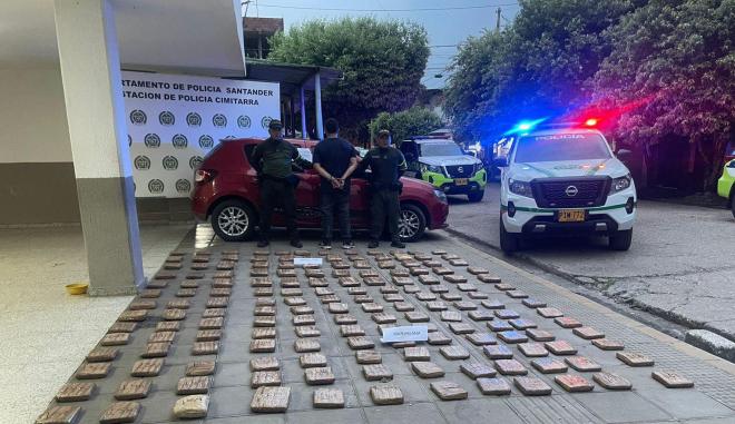 Capturado delincuente que transportaba más de 100 kilogramos de marihuana en vías del Magdalena Medio