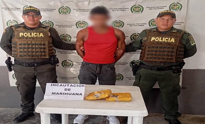 Capturado sujeto por porte de estupefacientes en Gamarra, Cesar