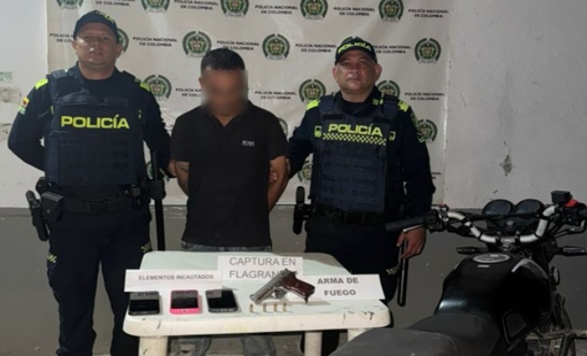 Capturado un hombre con arma de fuego y munici&oacute;n en operativo policial en Gamarra, Cesar