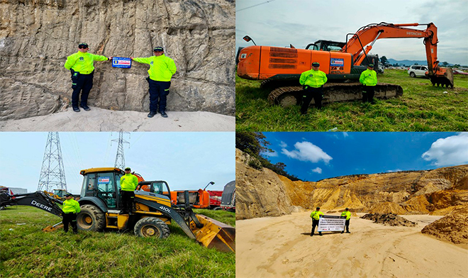 Cuatro policías con dos maquinaria pesada incautada