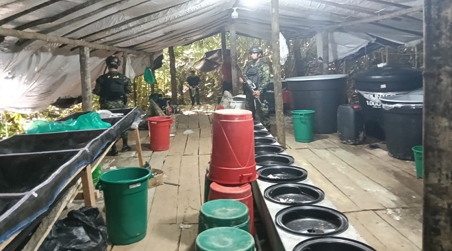 Laboratorio de procesamiento de clorhidrato de cocaina