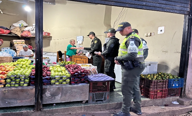La Policía Nacional despliega capacidades para la seguridad y el civismo en el Mercadito del Sur.