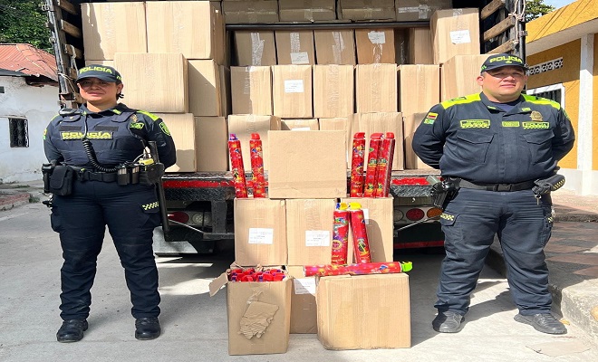 Policía Nacional incauta más de 8.900 espumas para fiestas en Neiva