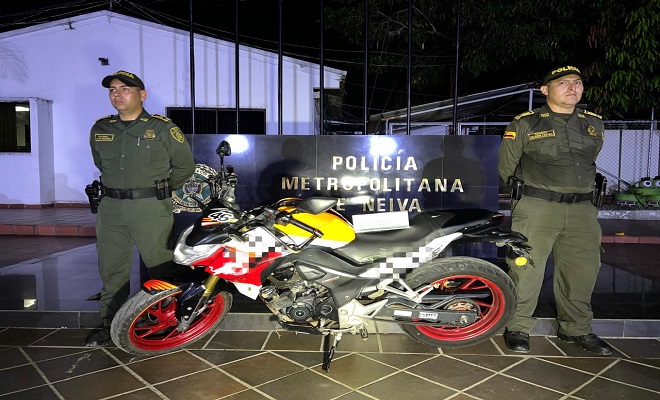 La Policía Nacional logra recuperar motocicleta en la comuna 2 de Neiva