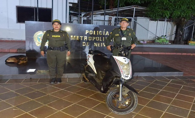 Exitosa operación policial permite recuperar moto hurtada en Neiva