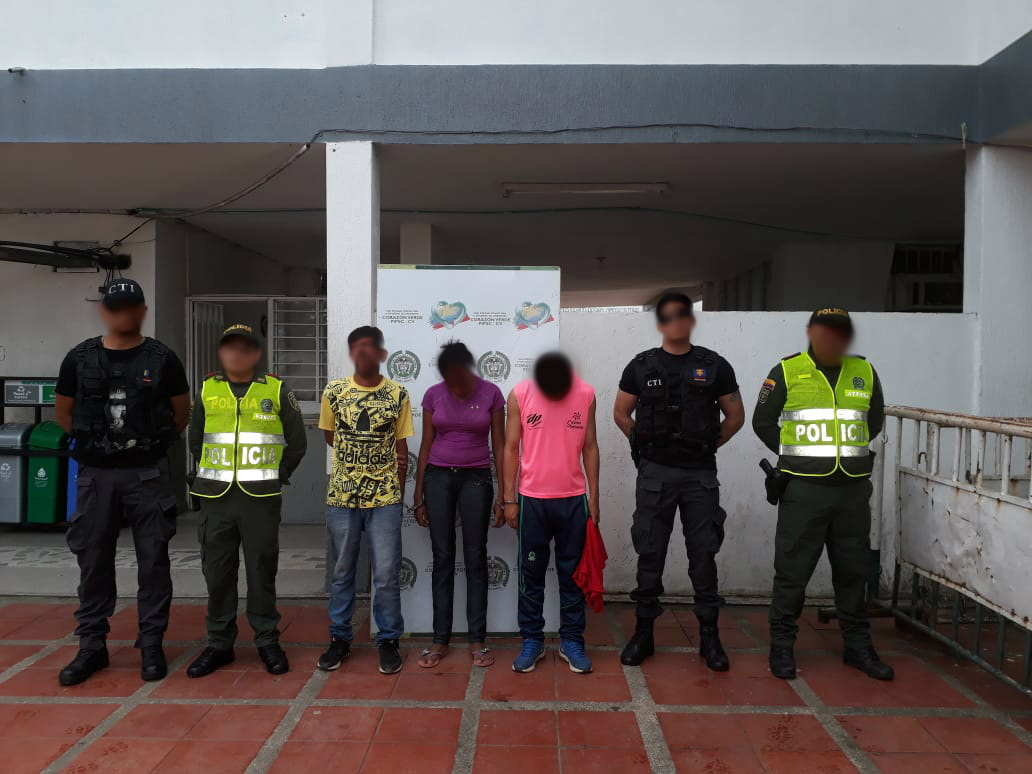tres personas capturadas por el delito de tráfico, fabricación o porte de estupefacientes