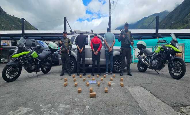 Operativo vial permiti&oacute; interceptar un veh&iacute;culo donde eran transportados m&aacute;s de 18 kilos de este estupefaciente.