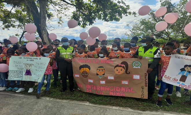 Con el grupo de protección a la infancia, defensoría del pueblo y alcaldía de Quibdó celebramos el día de la niña 