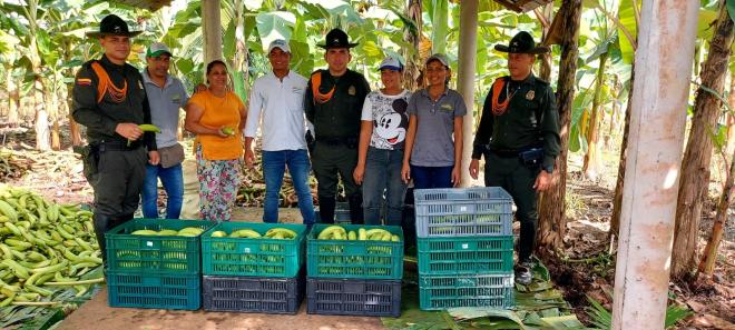 Comunidad vendiendo plátano 