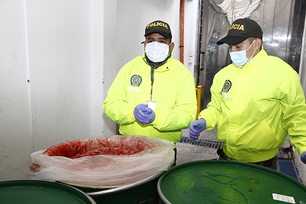 En Bogotá incautamos más de media tonelada de cocaína camuflada en pulpa de fruta