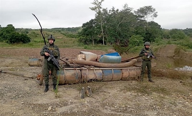 Contundente golpe a la minería ilegal en el Magdalena Medio, cuatro minas de oro fueron intervenidas
