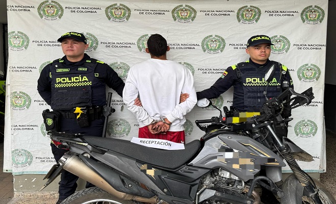Un capturado y una motocicleta recuperada en el municipio de Montenegro