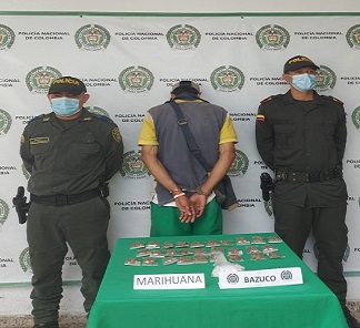 Hombre capturado por portar bazuco 