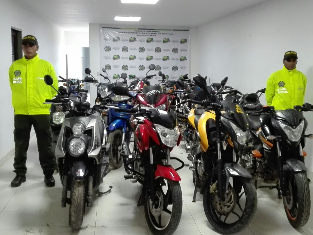 Policia de Bolivar recupera 24 motocicletas hurtadas