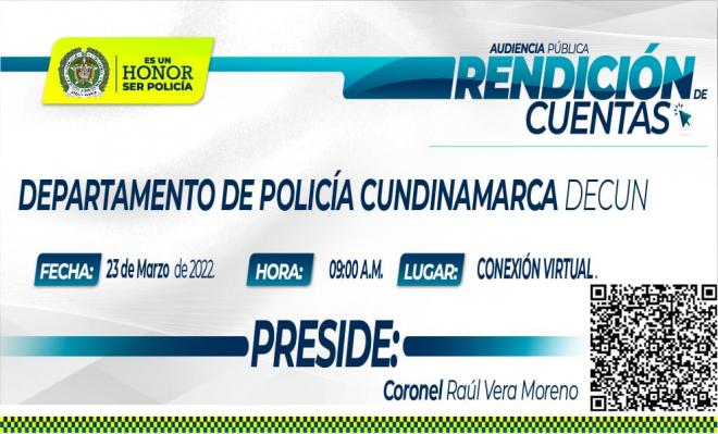 Invitación rendición de cuentas Departamento de Policía Cundinamarca vigencia 2021