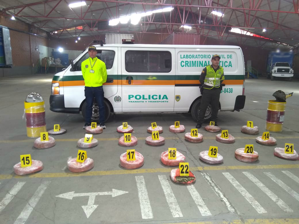 Policías custodian droga incautada en municipio de Itagüí Antioquia