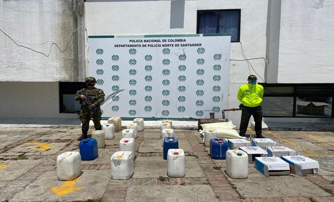 120 galones destruidos, 75 galones incautados