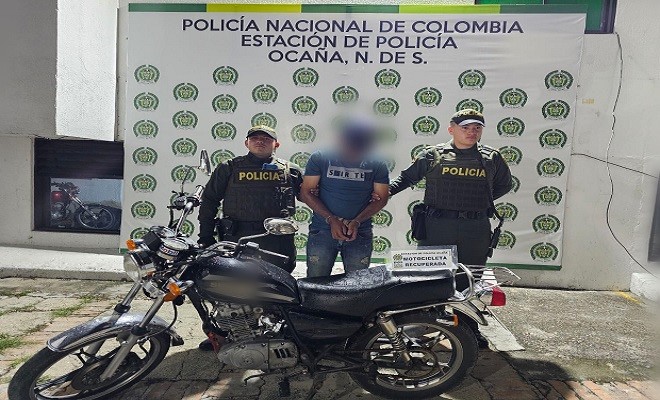 Motocicleta recuperada en Ocaña